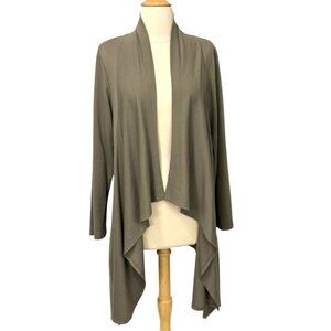 Bryn Walker Open Front Cocoon Cardigan Asymmetric Lagenlook Olive Green Size S